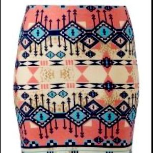 NWT Coral & turquoise geometric print tube skirt